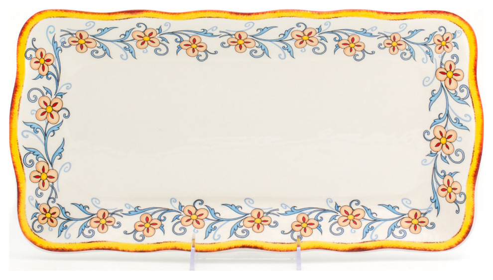 Euro Cermaica Duomo Rectangular Appetizer Plate Traditional Dinner