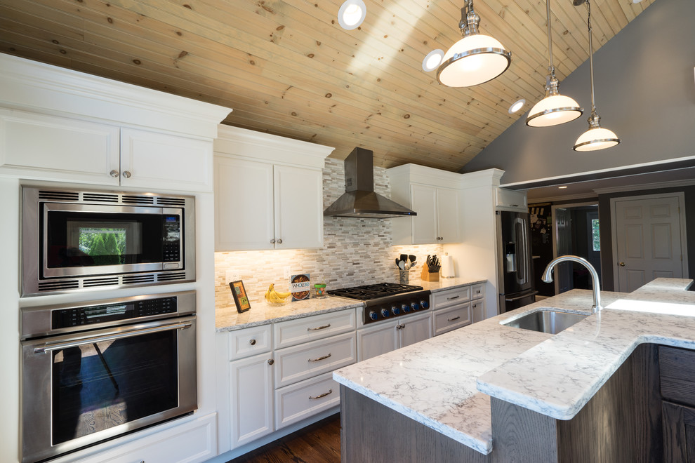 Example of a transitional kitchen design in Boston