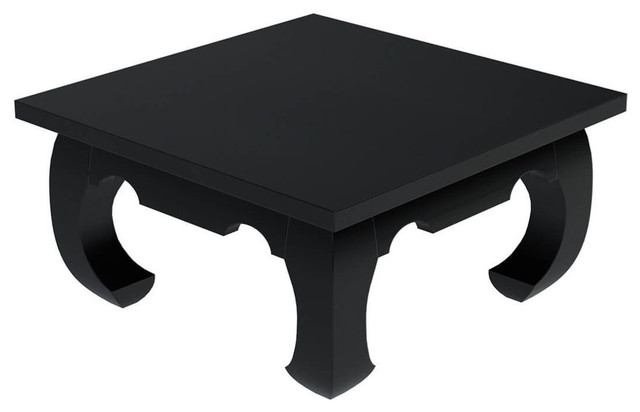 Ming Asian Black Solid Wood Square, Solid Wood Black Square Coffee Table