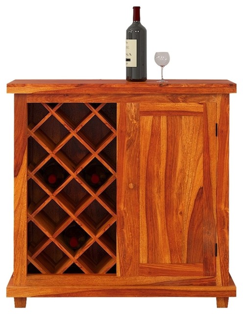 Virginia Handcrafted Rustic Solid Wood Wine Bar Cabinet Rustic