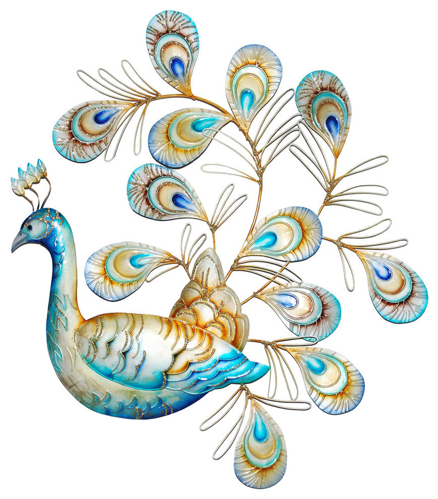 Peacock Wall Decor Laying Tropical Metal Wall Art by Eangee Houzz