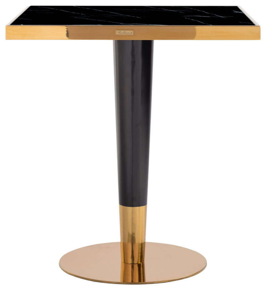 Square Black Marble Pedestal Dining Table OROA Can Roca