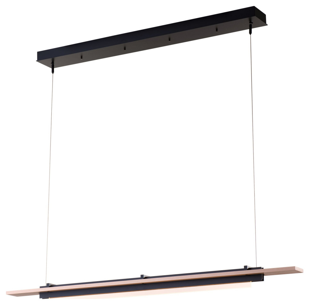 Hubbardton Forge 139920-1000 Plank LED Pendant, Black With Wood Maple Accent
