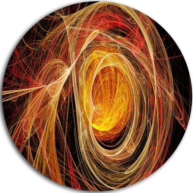 Orange Ball Of Yarn, Abstract Digital Art Disc Metal Artwork