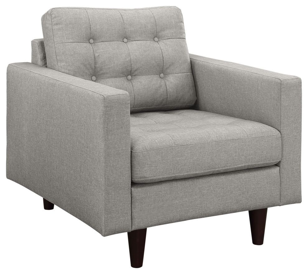 Empress Upholstered Fabric Armchair, Light Gray