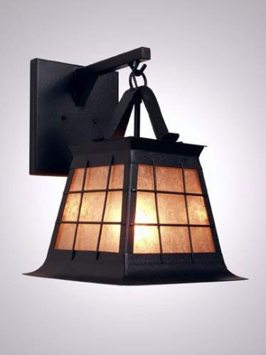 Topridge Black Hanging Wall Sconce with White Mica Shade