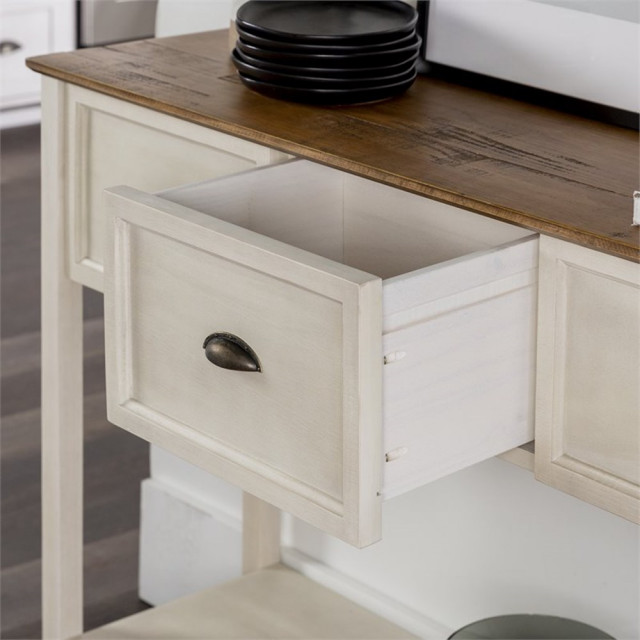 Pemberly Row 3 Drawer Buffet Table in Rustic Oak/White Finish ...