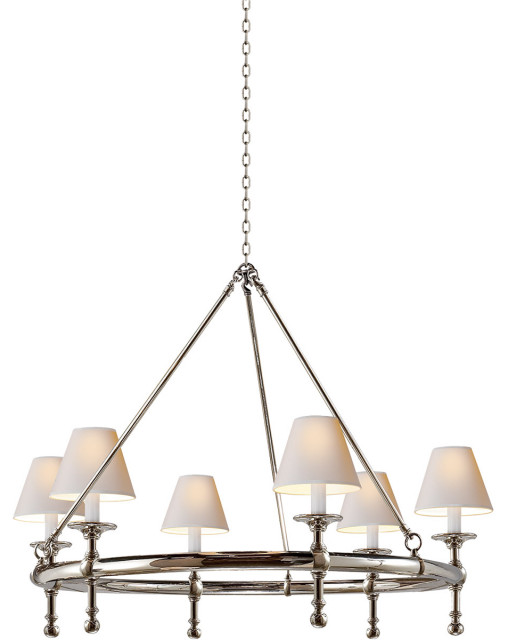 E. F. Chapman Classic 6 Light Chandelier in Polished Nickel