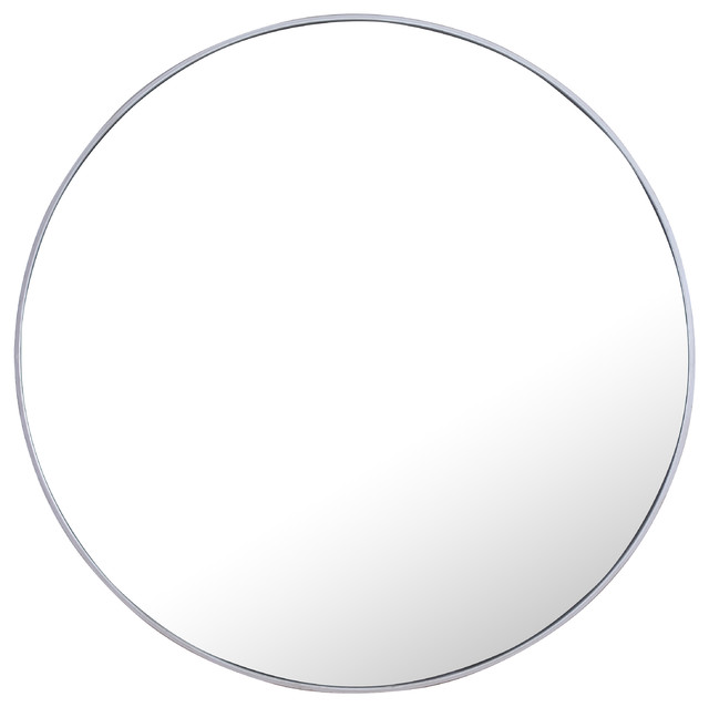 42 Round Metal Frame Mirror Silver