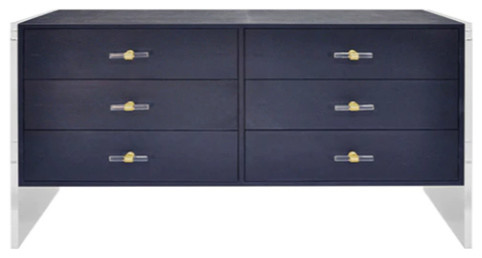 Worlds Away Rutherford 6 Drawer Shagreen And Acrylic Chest