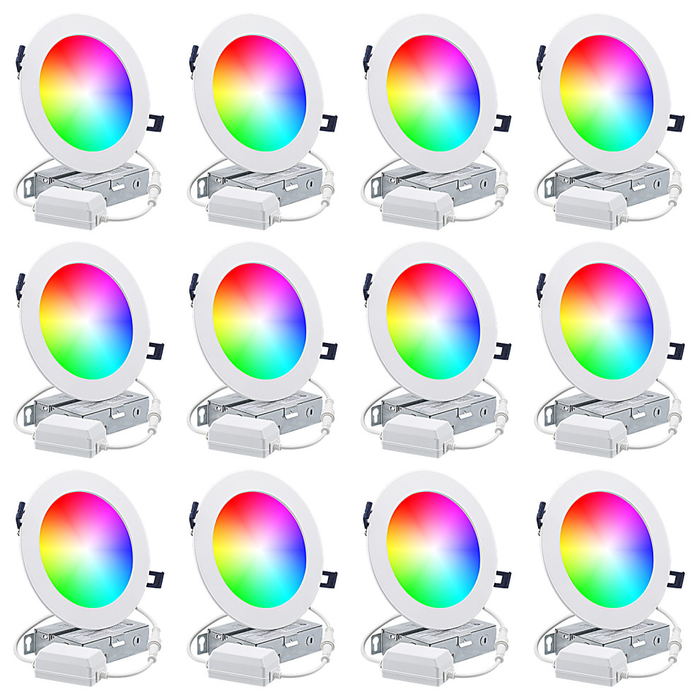 12Pack 6"Smart Recessed Lighting, Color Changing RGBCW Smart Downlight Modern Recessed