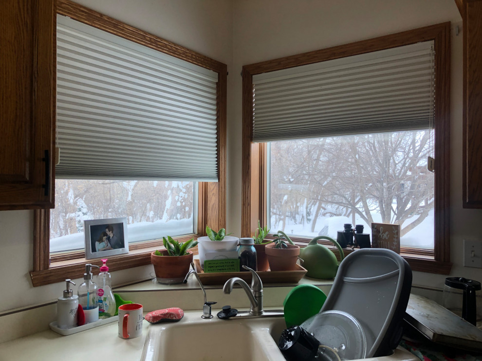 Window treatments for corner kitchen windows