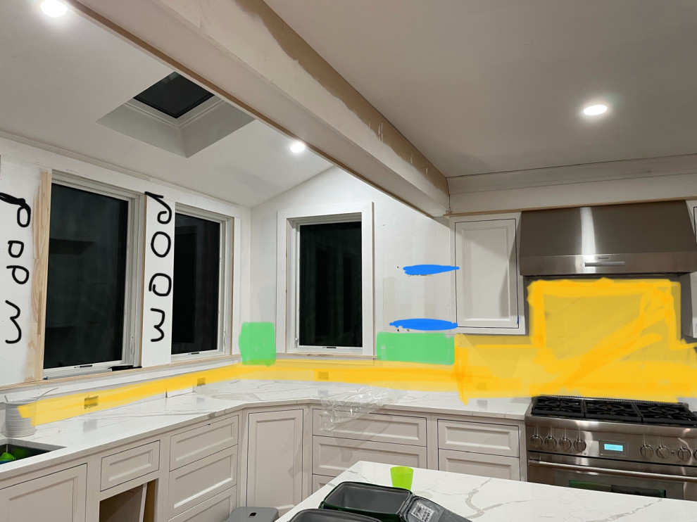 Kitchen Height of backsplash with some floating shelves