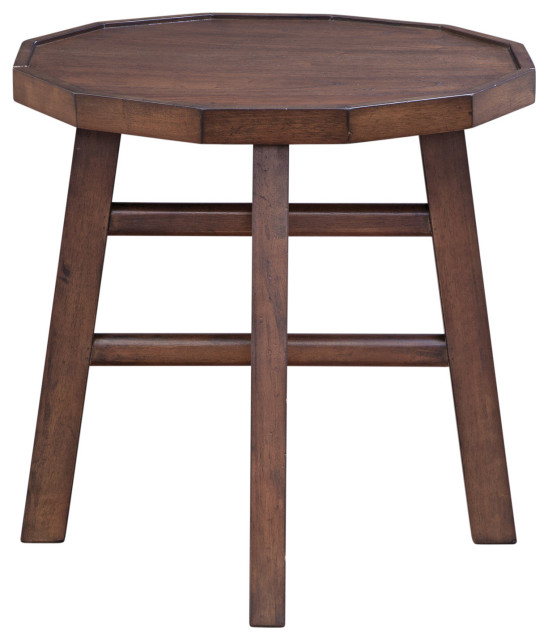 Paisley Burnt Caramel Finish Wood End Table Transitional Side