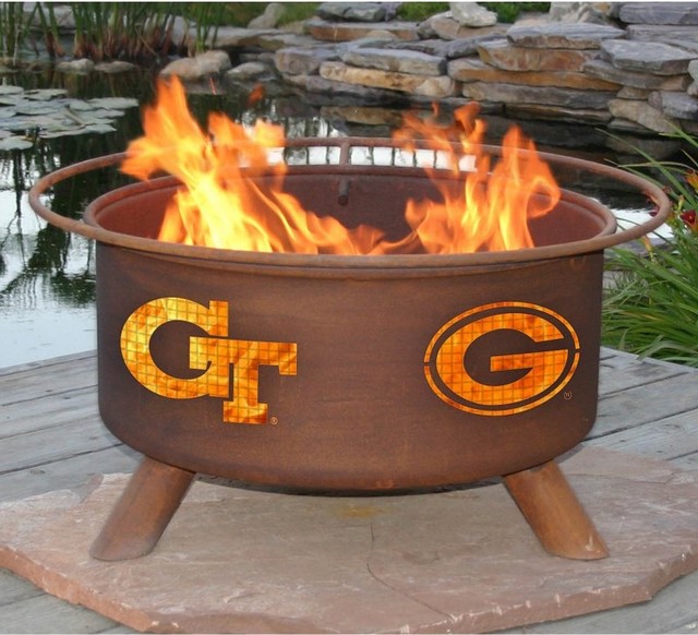 Patina Products Collegiate House Divided Fire Pit with Grill and FREE Cover Mult