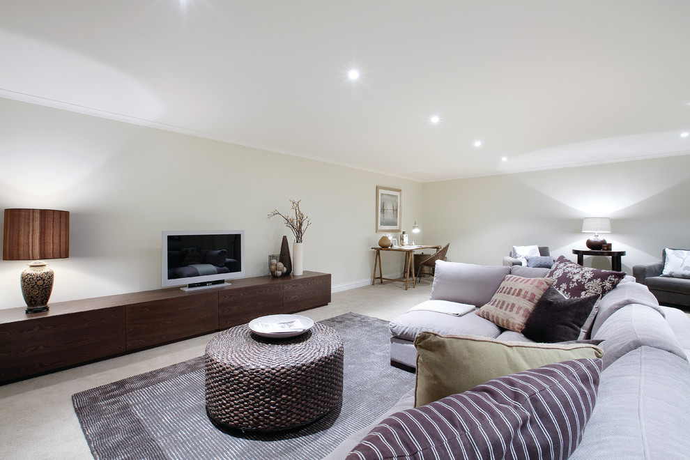 Design ideas for a contemporary family room in Melbourne.