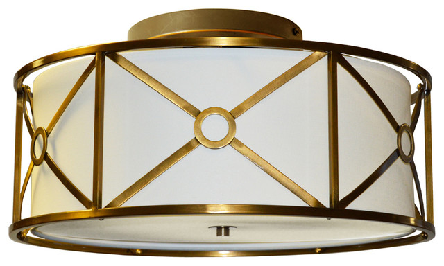 Cruz 4 Light Flush Mount Metal Cage With Ivory Shade Transitional Cruz 4 Light Flush Mount Metal Cage With Ivory Shade Vintage Bronze