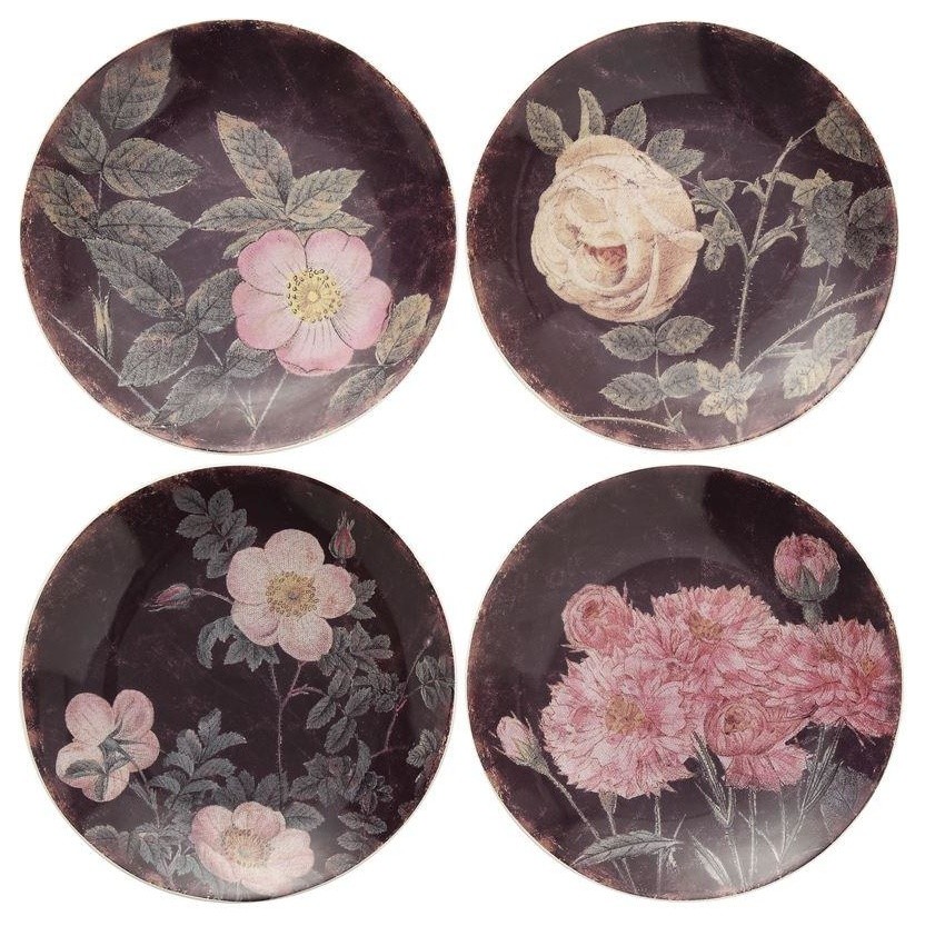 8" Round Rose Stoneware Plates