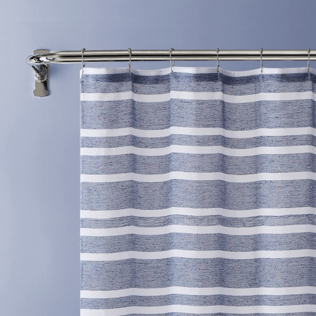 Navy and White Striped Shower Curtain Beach Style Shower Curtains