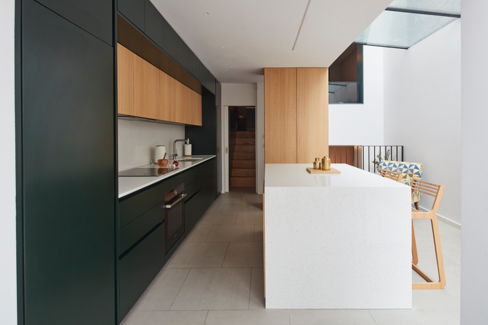 This is an example of an eclectic kitchen in London.