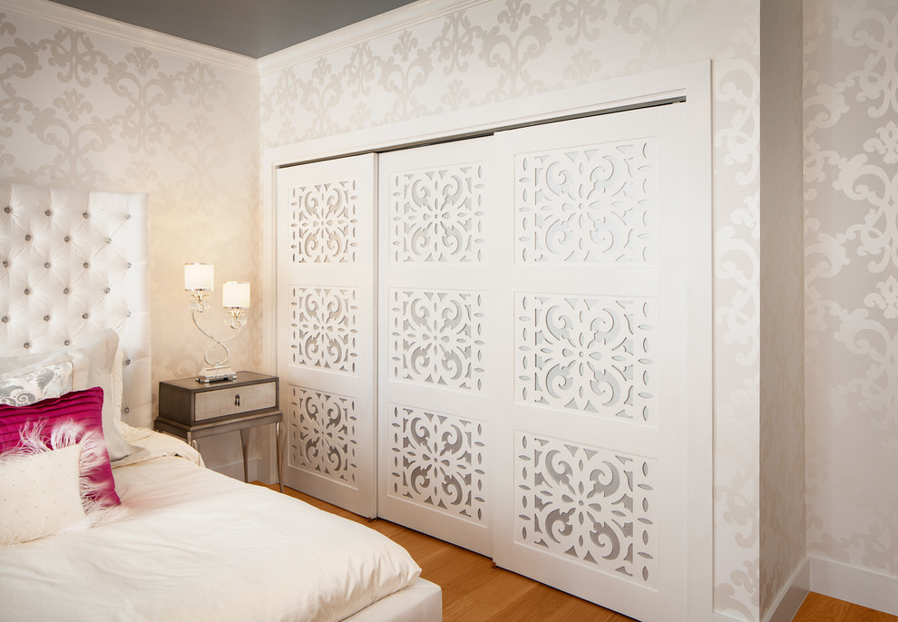 Teen Girls Bath and Bedroom San Antonio, TX - Closet Door Detail, Contemporary Bedroom
Photo by Casey Dunn