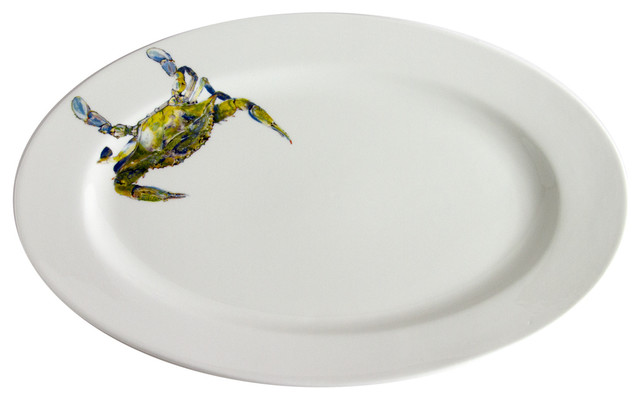 18 Oval Beautiful Swimmer Serving Platter Beach Style Oval Beautiful Swimmer Serving Platter