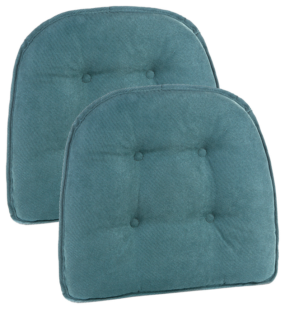 Gripper NonSlip 15"x16" Twillo Tufted Chair Cushions, Set of 2