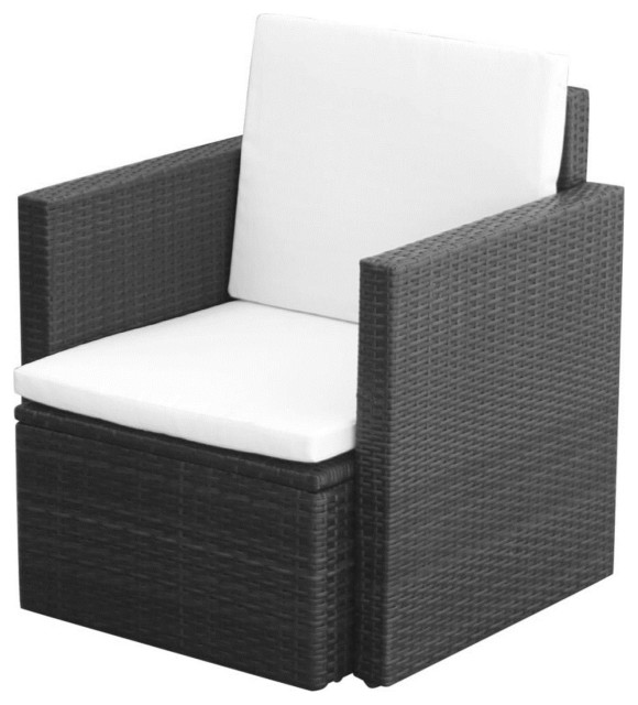 Vidaxl Garden Chair With Cushions and Pillows Poly Rattan Black