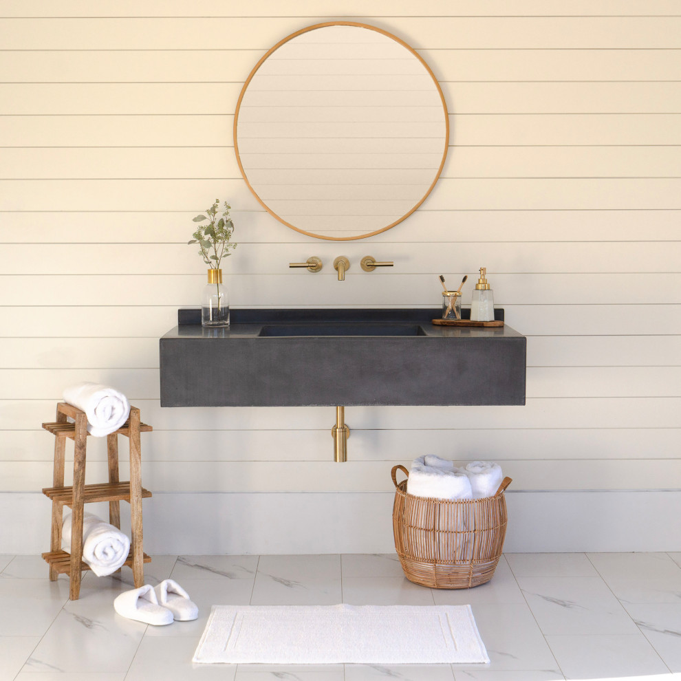 Concrete Wall Hanging Vanity With Backsplash 48'' - Contemporary - Bathroom Sinks - by So.Crete ...