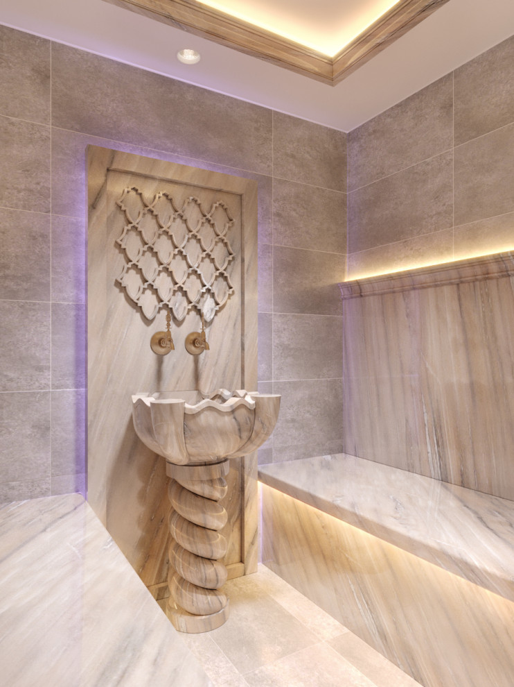 Проект турецкая баня (хамам) с аркой и курной на пьедестале