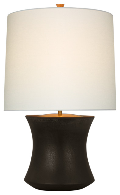 Marella Accent Lamp in Stained Black Metallic with Linen Shade