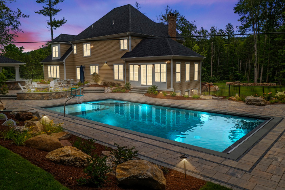Simsbury, CT Rectangular Pool with Landscaper Clarke Landscapes