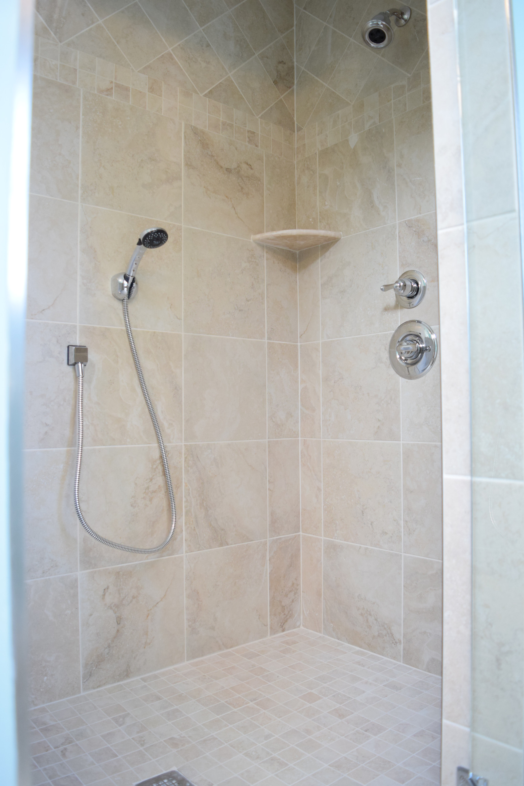Walk in shower with spa like features.
