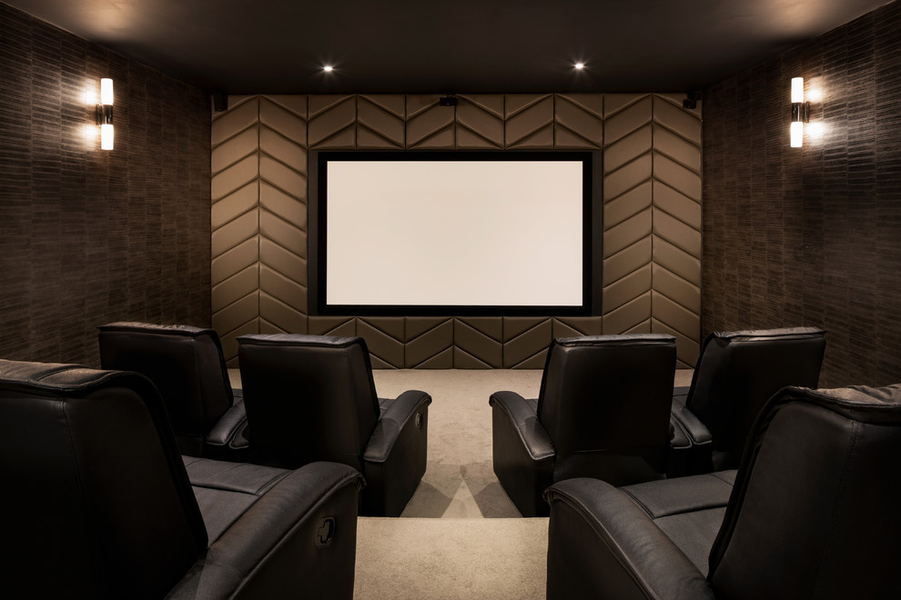 Inspiration for a contemporary home theatre in Cheshire.