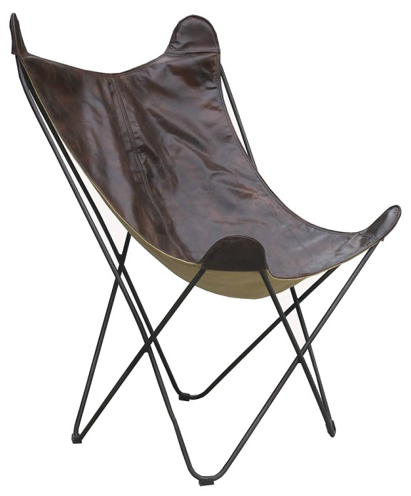 Natural Leather Butterfly Chair Midcentury Armchairs And Accent