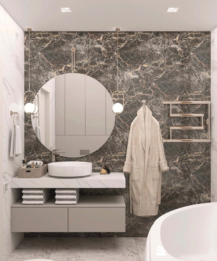 Монохром в двухкомнатной квартире для молодой пары