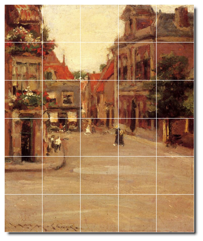 William Chase City Painting Ceramic Tile Mural #116, 21.25"x25.5"