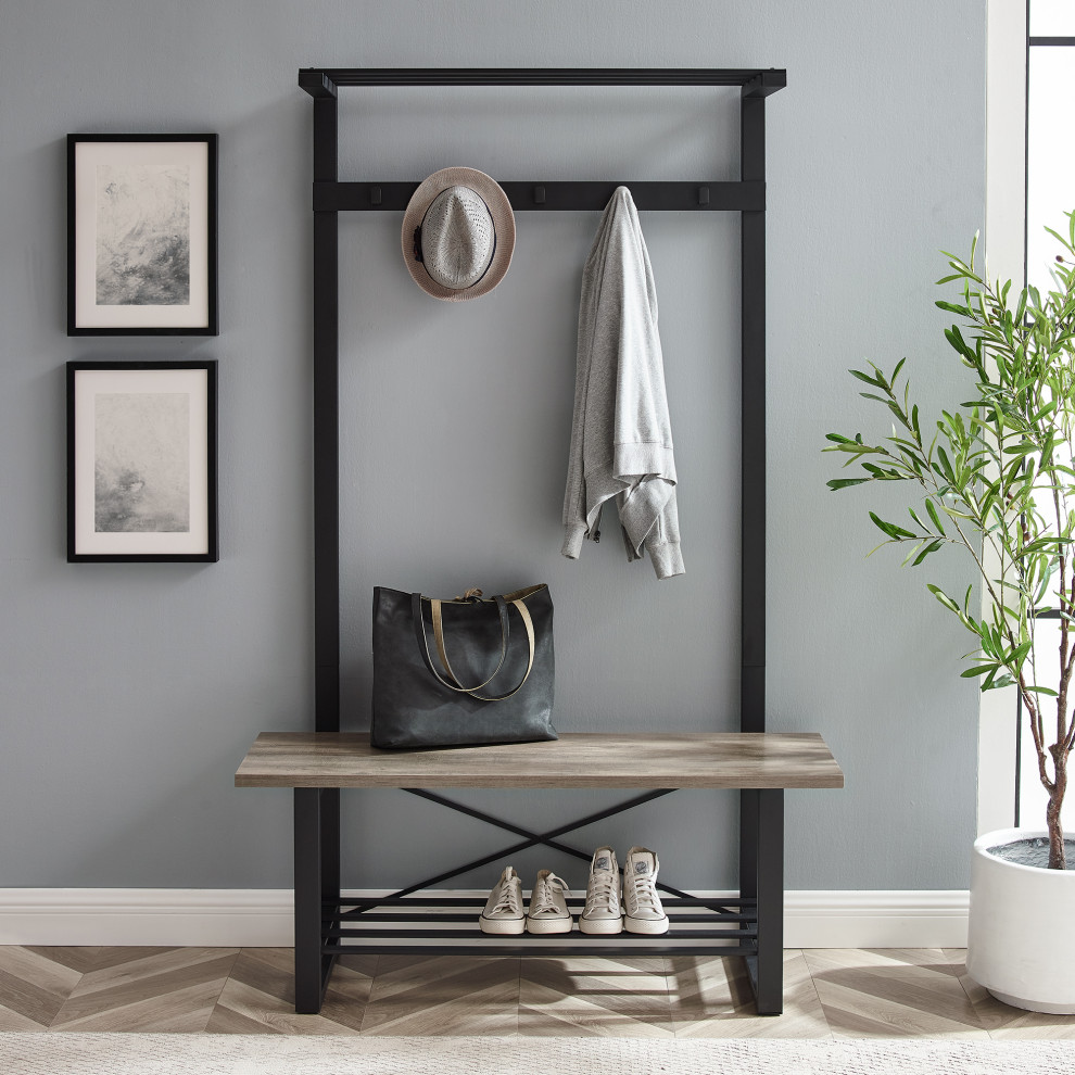 72" Urban Blend Hall Tree Industrial Hall Trees by Walker Edison