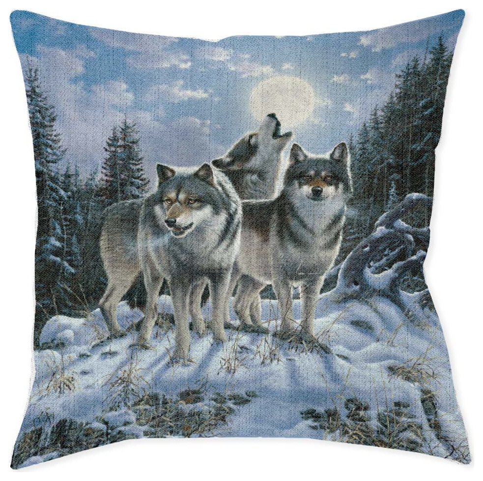 Laural Home Howl At The Moon 17" x 18" Woven Decorative Pillow