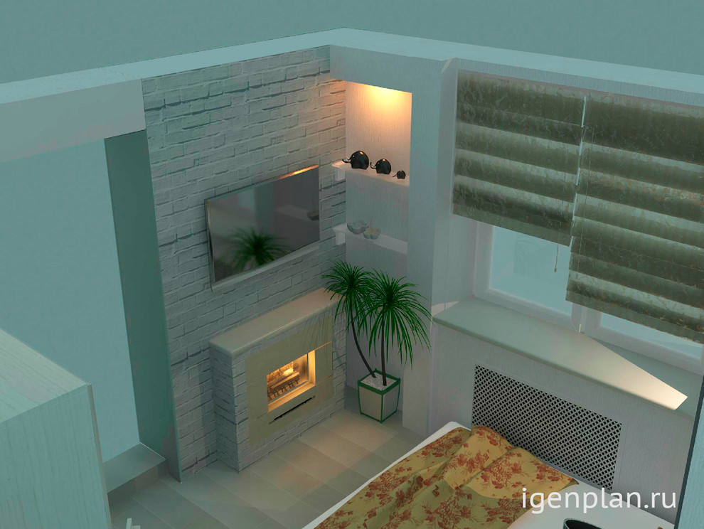 Спальня с эл.камином