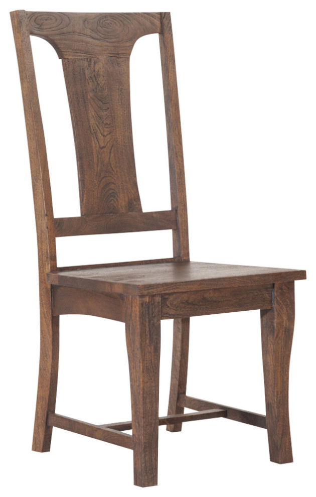 Toulon Weathered Mango Wood Dining Chairs, Set of 2 Transitional Dining Chairs by World