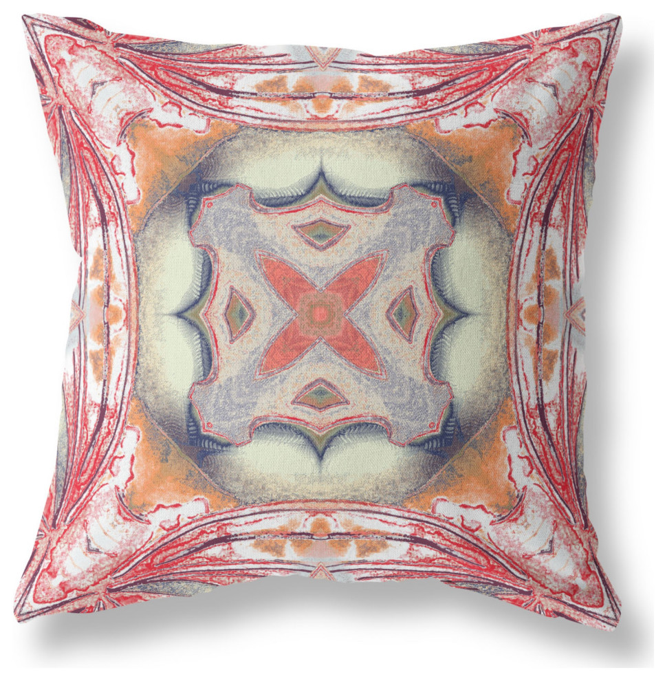 Amrita Sen Broadcloth Pillow In Rustic Red Orange Finish CAPL526BrCDS-BL-18x18