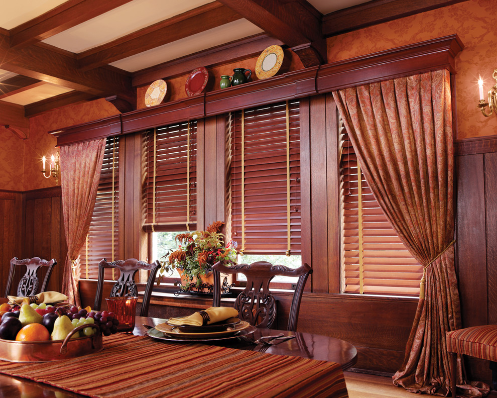 This is an example of an arts and crafts dining room in Other.