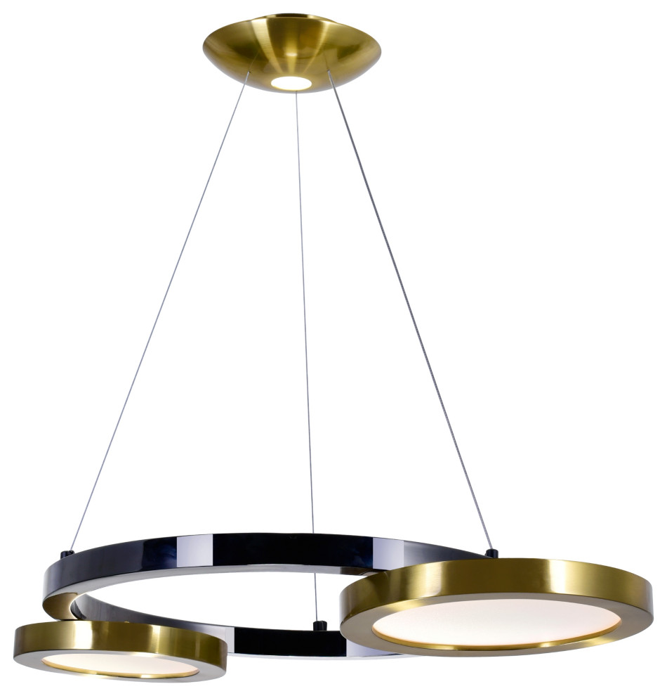 CWI LIGHTING 1215P20-2-625 LED Chandelier with Brass & Pearl Black Finish