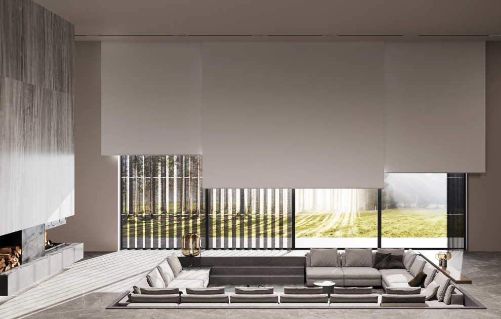 Зона отдыха с кинотеатром и камином