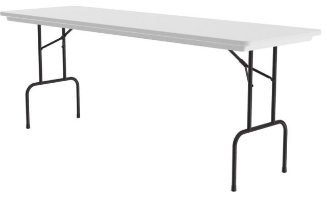 Correll 36" Counter Height Blow-Molded Plastic Folding Table In Gray ...