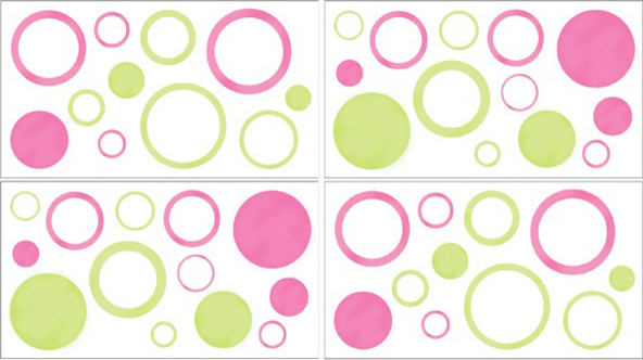 Pink Circles Wall Decal Set of 4 Sheets by Sweet Jojo Designs