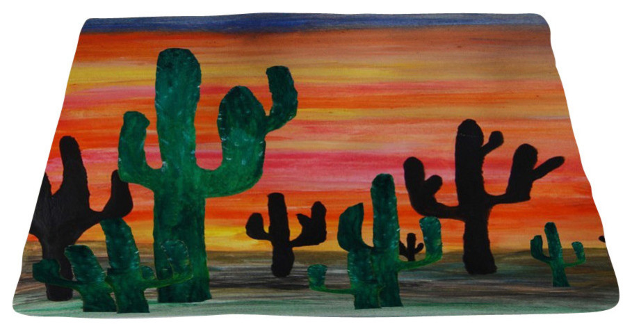 Garden Area Plush Area Rugs From Original Art, Desert Sunset, 48"x30