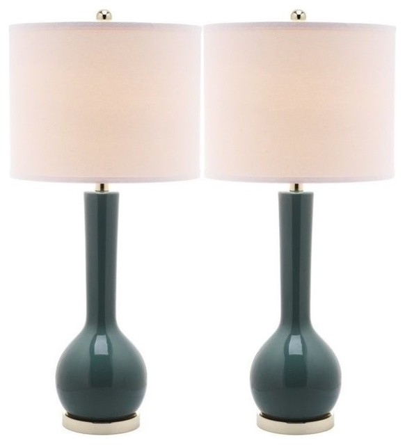 Safavieh Mae Long Neck Ceramic Table Lamp Marine Blue Set Of 2