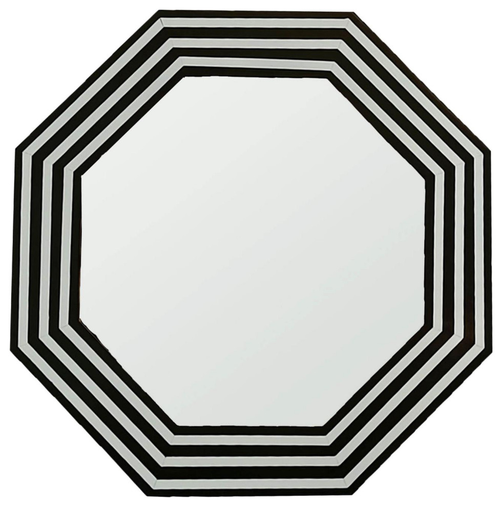 Sagebrook Home Contemporary Octagon Mirror With Black and White 17388